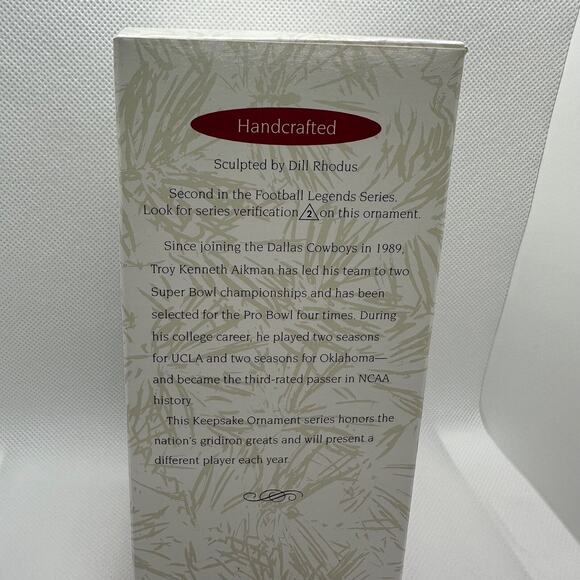 Hallmark Keepsake Troy Aikman NFL Football Legends Series Ornament w/card in box - Picture 7 of 13